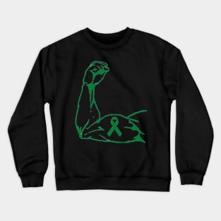 Flexed arm with Dark Green Awareness Ribbon Crewneck Sweatshirt